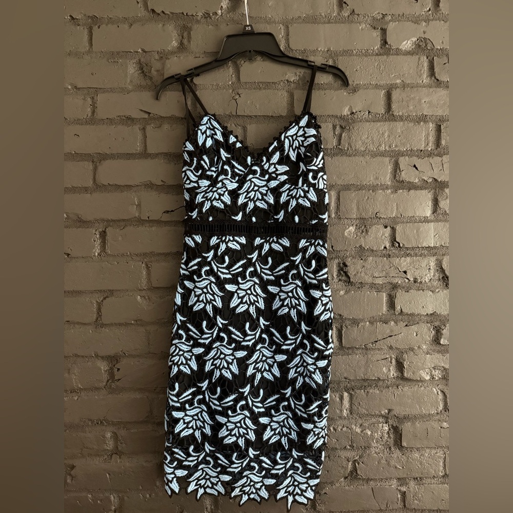Aqua dark blue lace dress (size S)